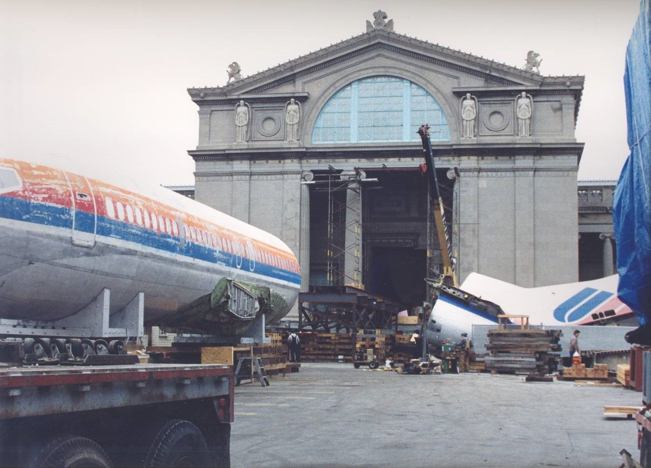 Large exhibit project requiring specialized structural engineering services for custom moving cradle equipment and detailed path load analysis and shoring of existing structure. Heavy loads include jet aircraft, and steam locomotive exhibits.
